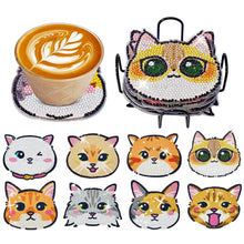 Load image into Gallery viewer, 8 Pcs Acrylic Diamond Painting Coasters Kits with Holder for Beginner (Cat)
