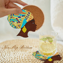 Load image into Gallery viewer, 8 Pcs Acrylic Diamond Painting Coasters with Holder for Beginner (Indian Woman)
