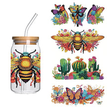 Load image into Gallery viewer, 4 Pcs Animal Cartoon Diamond Sticker Girl Queen Diamond Painting Sticker for Cup
