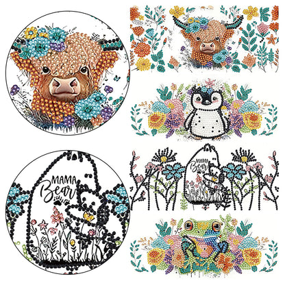 4 Pcs Animal Cartoon Diamond Sticker Girl Queen Diamond Painting Sticker for Cup
