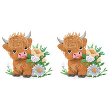 Load image into Gallery viewer, Highland Cattle Round Diamond Painting Desktop Ornaments Kit for Office Decor
