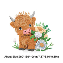 Load image into Gallery viewer, Highland Cattle Round Diamond Painting Desktop Ornaments Kit for Office Decor
