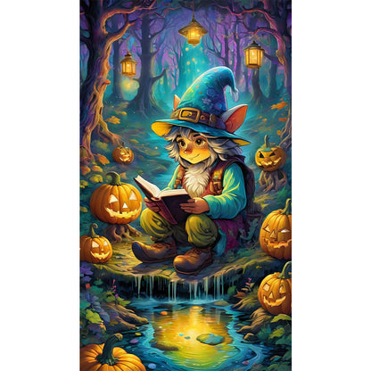 AB Diamond Painting - Full Round - White-haired boy with cat ears in the forest (40*70CM)