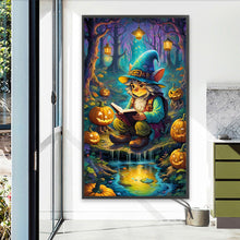 Load image into Gallery viewer, AB Diamond Painting - Full Round - White-haired boy with cat ears in the forest (40*70CM)
