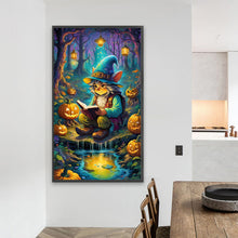 Load image into Gallery viewer, AB Diamond Painting - Full Round - White-haired boy with cat ears in the forest (40*70CM)
