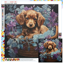 Load image into Gallery viewer, Diamond Painting - Full Square - flower basket puppy (45*45CM)
