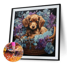 Load image into Gallery viewer, Diamond Painting - Full Square - flower basket puppy (45*45CM)
