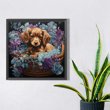 Load image into Gallery viewer, Diamond Painting - Full Square - flower basket puppy (45*45CM)
