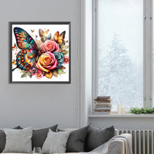 Load image into Gallery viewer, Diamond Painting - Full Round - butterflies and roses (30*30CM)

