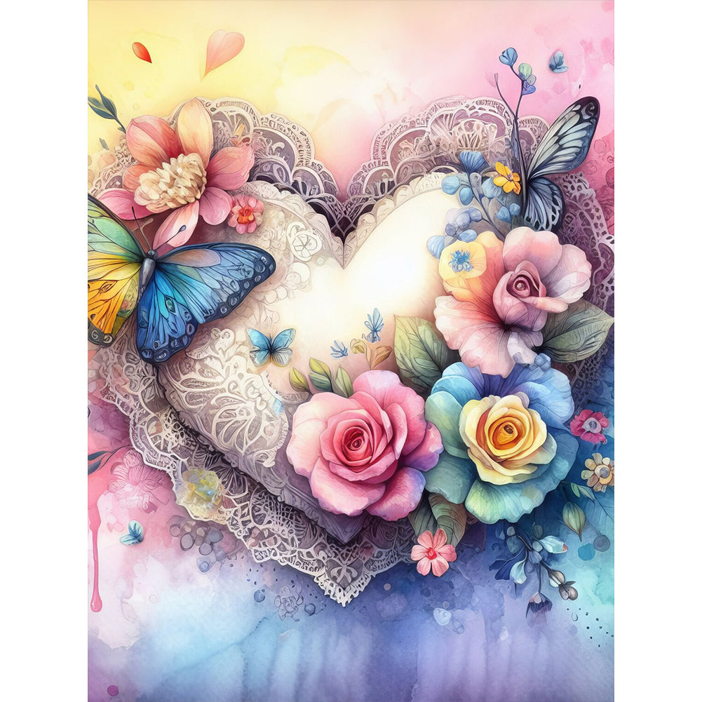 Diamond Painting - Full Round - Hearts and flowers (30*40CM)