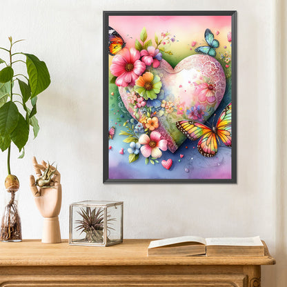 Diamond Painting - Full Round - Love hearts and flowers butterflies (30*40CM)