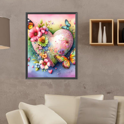 Diamond Painting - Full Round - Love hearts and flowers butterflies (30*40CM)