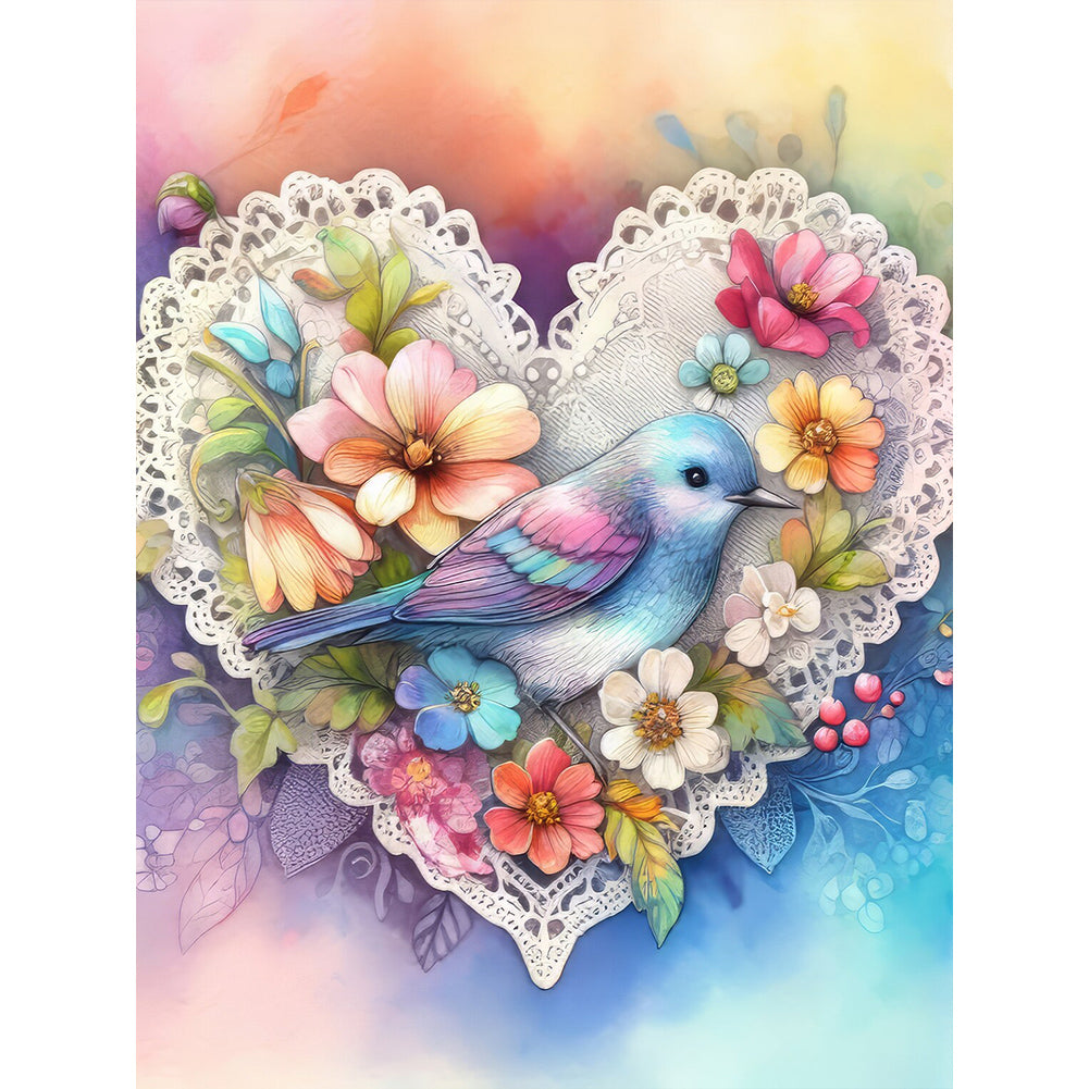 Diamond Painting - Full Round - Hearts and birds (30*40CM)