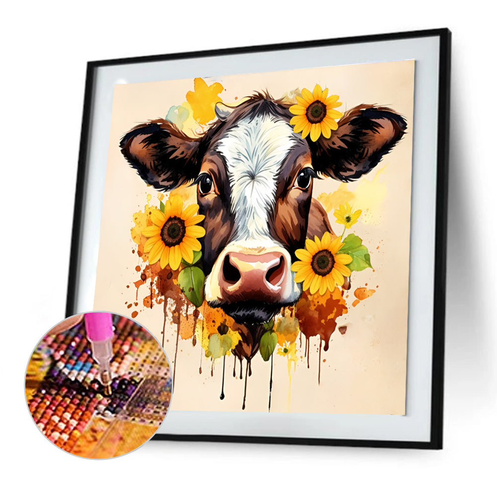 Diamond Painting - Full Round - sunflower cow (30*30CM)