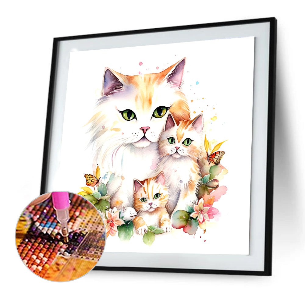 Diamond Painting - Full Round - cat family (30*30CM)