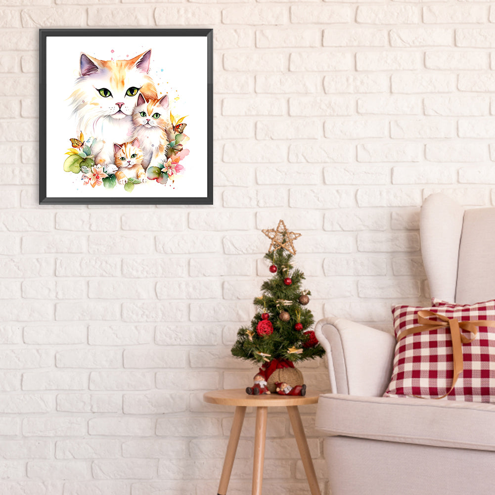 Diamond Painting - Full Round - cat family (30*30CM)