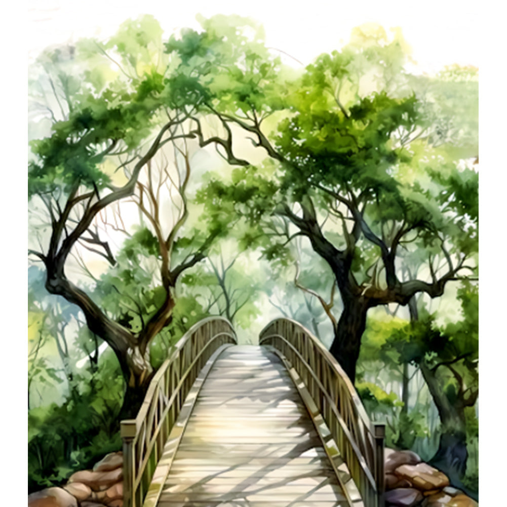 Diamond Painting - Full Round - oak bridge spring forest (40*45CM)