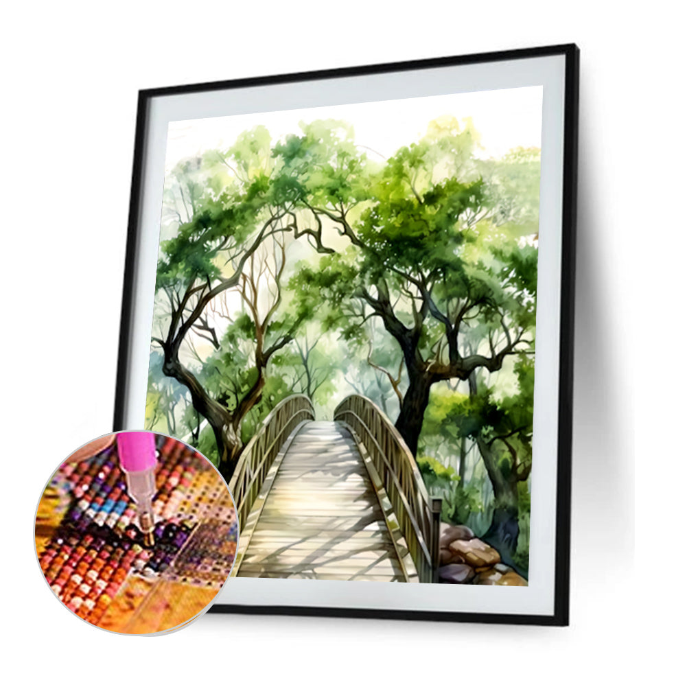 Diamond Painting - Full Round - oak bridge spring forest (40*45CM)