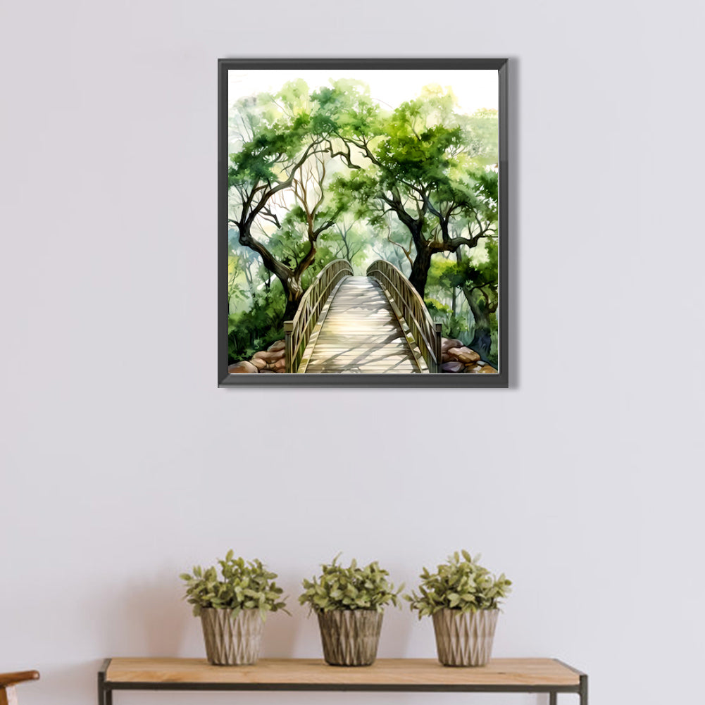 Diamond Painting - Full Round - oak bridge spring forest (40*45CM)