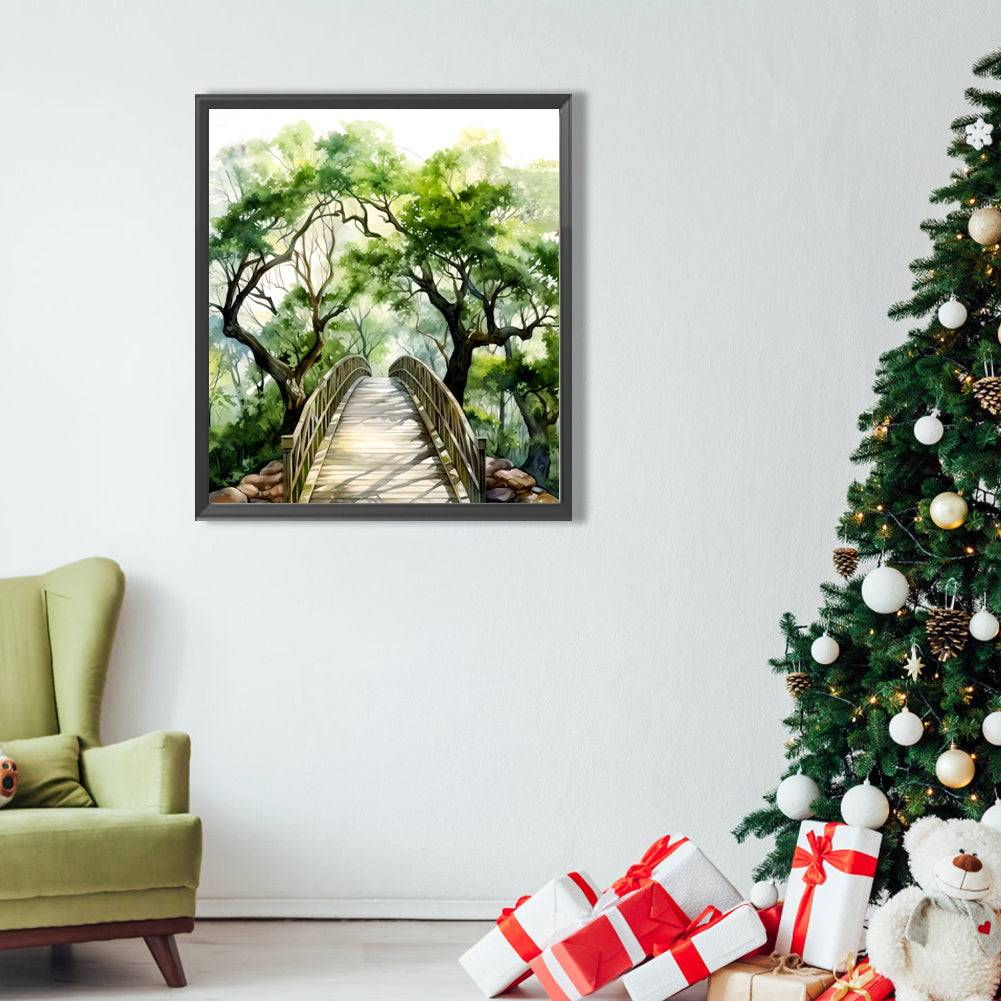 Diamond Painting - Full Round - oak bridge spring forest (40*45CM)