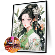 Load image into Gallery viewer, Diamond Painting - Full Round - girl in green dress (40*55CM)
