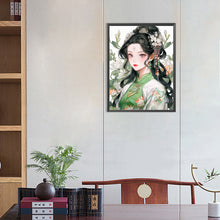 Load image into Gallery viewer, Diamond Painting - Full Round - girl in green dress (40*55CM)
