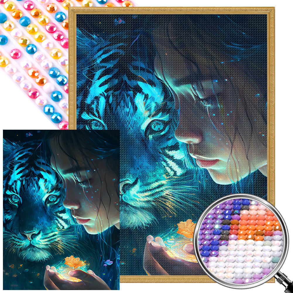 AB Diamond Painting - Full Round - beauty and tiger (40*55CM)