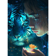 Load image into Gallery viewer, AB Diamond Painting - Full Round - beauty and tiger (40*55CM)
