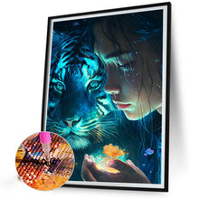 Load image into Gallery viewer, AB Diamond Painting - Full Round - beauty and tiger (40*55CM)
