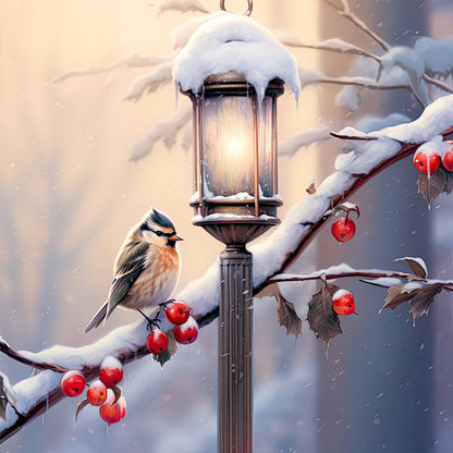 Diamond Painting - Full Round - street light bird (30*30CM)
