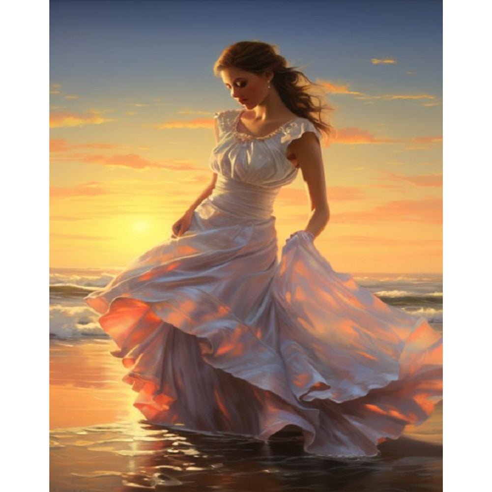 Diamond Painting - Full Square - seaside girl (40*50CM)