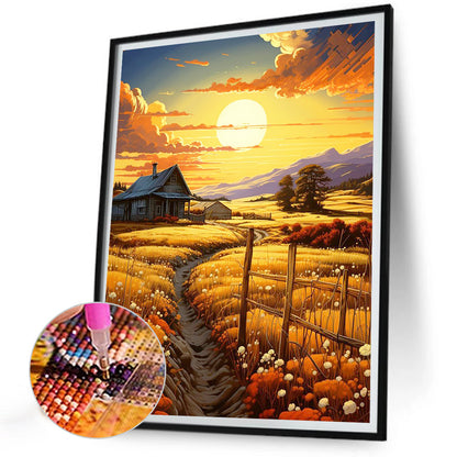 Diamond Painting - Full Round - Wheat field at sunset (30*40CM)