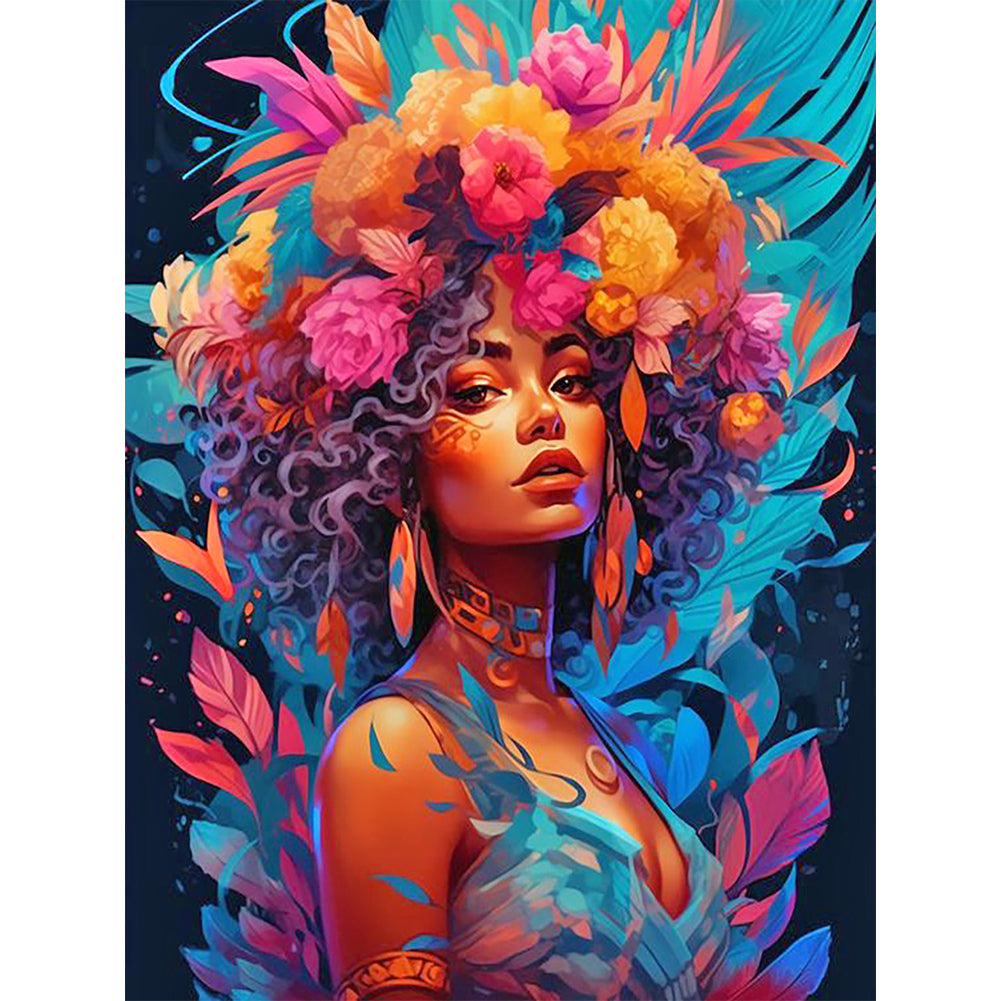 Diamond Painting - Full Round - flower and girl (30*40CM)