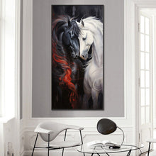 Load image into Gallery viewer, Diamond Painting - Full Round - black horse white horse (40*80CM)
