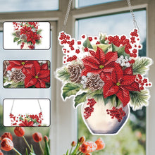 Load image into Gallery viewer, Acrylic Christmas Bouquet Single-Sided Round Diamond Painting Hanging Pendant
