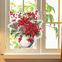 Load image into Gallery viewer, Acrylic Christmas Bouquet Single-Sided Round Diamond Painting Hanging Pendant
