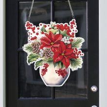 Load image into Gallery viewer, Acrylic Christmas Bouquet Single-Sided Round Diamond Painting Hanging Pendant
