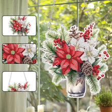 Load image into Gallery viewer, Acrylic Christmas Bouquet Single-Sided Round Diamond Painting Hanging Pendant

