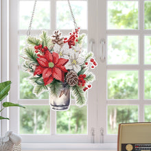 Load image into Gallery viewer, Acrylic Christmas Bouquet Single-Sided Round Diamond Painting Hanging Pendant
