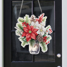 Load image into Gallery viewer, Acrylic Christmas Bouquet Single-Sided Round Diamond Painting Hanging Pendant
