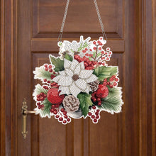 Load image into Gallery viewer, Acrylic Christmas Bouquet Single-Sided Round Diamond Painting Hanging Pendant
