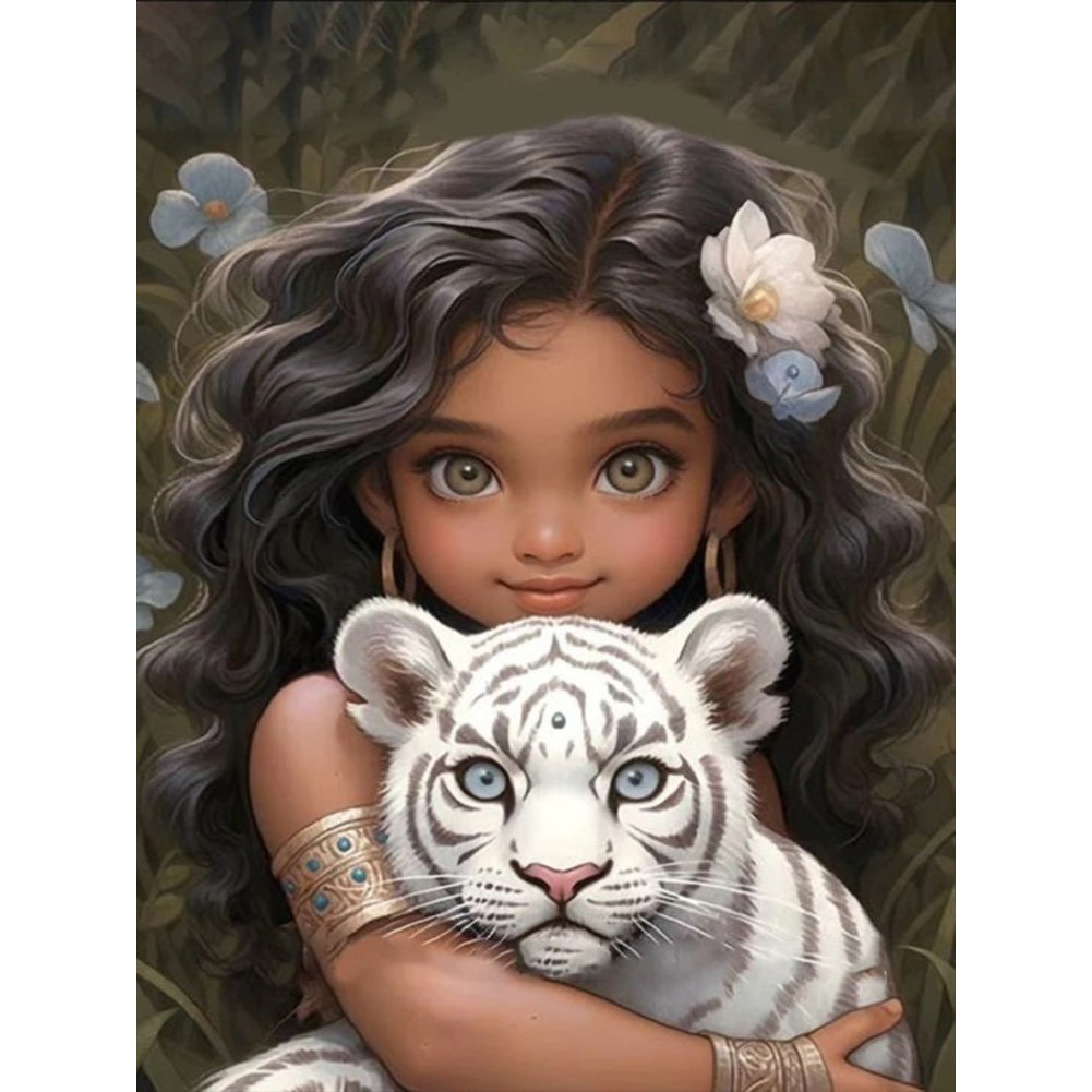 Diamond Painting - Full Round - curly hair big eyed girl (30*40CM)