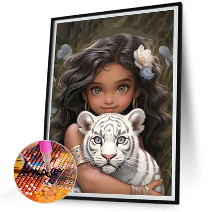 Diamond Painting - Full Round - curly hair big eyed girl (30*40CM)