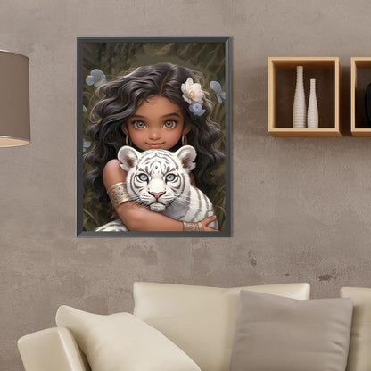 Diamond Painting - Full Round - curly hair big eyed girl (30*40CM)