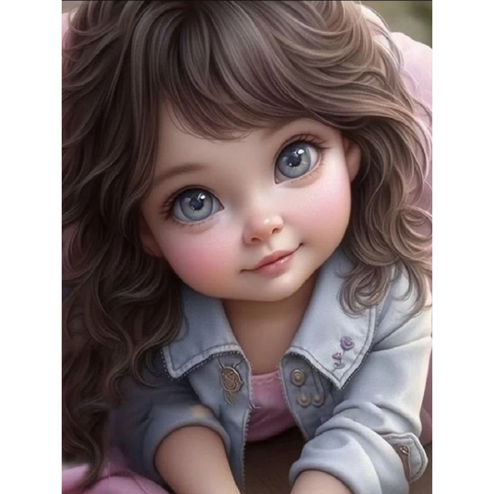 Diamond Painting - Full Round - curly hair big eyed girl (30*40CM)