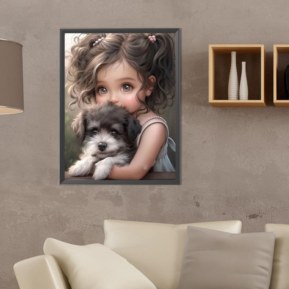 Diamond Painting - Full Round - curly hair big eyed girl (30*40CM)