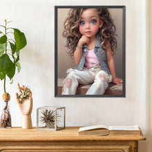 Load image into Gallery viewer, Diamond Painting - Full Round - curly hair big eyed girl (30*40CM)
