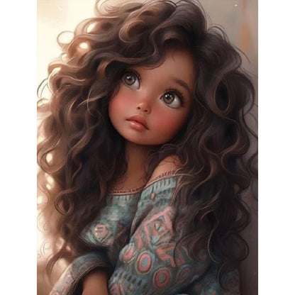 Diamond Painting - Full Round - curly hair big eyed girl (30*40CM)