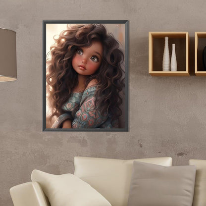 Diamond Painting - Full Round - curly hair big eyed girl (30*40CM)