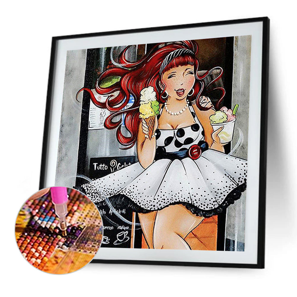 Diamond Painting - Full Round - ice cream girl (45*45CM)